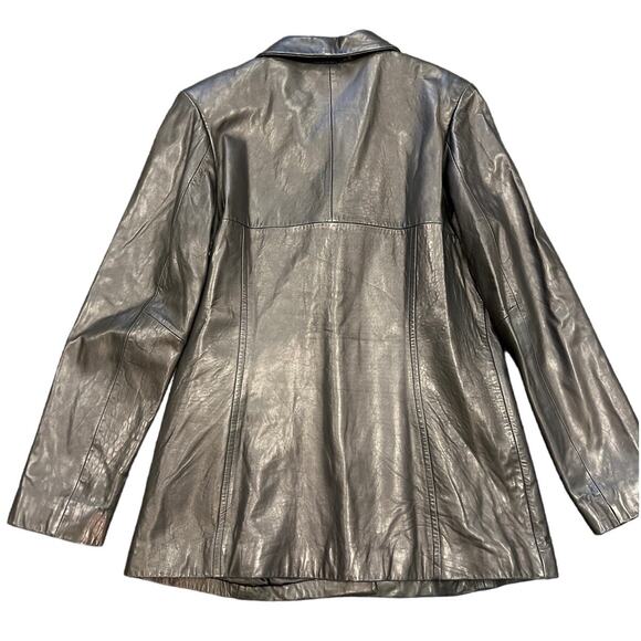 Lady Hathaway Leather Jacket Womens Black Long Sleeve Pockets Button Size XL - Picture 8 of 8